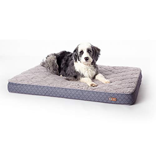 0655199636488 - K&H PET PRODUCTS QUILT-TOP SUPERIOR ORTHOPEDIC BED GRAY/GEO FLOWER LARGE 35 X 46 INCHES