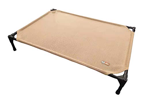 0655199637072 - K&H PET PRODUCTS ORIGINAL PET COT ELEVATED PET BED ALL SEASON TAN MESH LARGE 30 X 42 X 7 INCHES