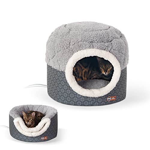 0655199637546 - K&H PET PRODUCTS THERMO-PET NEST HEATED CAT BED GRAY 18 X 15 INCHES
