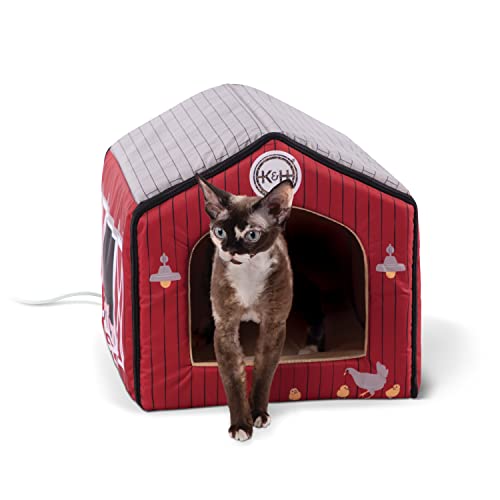 0655199637614 - K&H PET PRODUCTS THERMO-INDOOR PET HOUSE HEATED CAT BED FOR DOGS AND CATS BARN DESIGN 16 X 15 X 14 INCHES