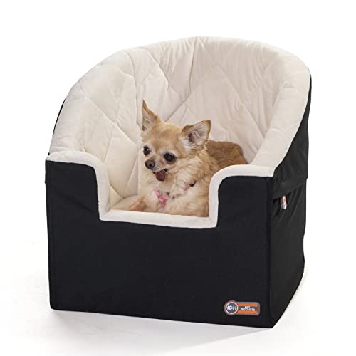 0655199637805 - K&H PET PRODUCTS BUCKET BOOSTER PET SEAT - DOG BOOSTER SEAT CAR SEAT FOR DOGS & CATS COLLAPSIBLE SMALL BLACK/CREAM