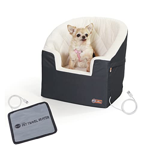 0655199637843 - K&H PET PRODUCTS BUCKET BOOSTER PET SEAT HEATED KNOCKDOWN CHARCOAL/CREAM SMALL