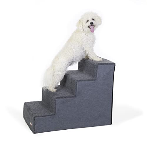 0655199637874 - K&H PET PRODUCTS PET STEPS COLLAPSIBLE DOG STAIRS FOR HIGH BEDS CHARCOAL/GRAY 4 STAIR
