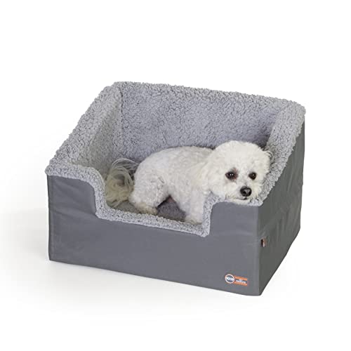 0655199637911 - K&H PET PRODUCTS RECTANGLE BUCKET BOOSTER PET SEAT - DOG BOOSTER SEAT CAR SEAT FOR DOGS & CATS COLLAPSIBLE RECTANGLE GRAY/GRAY LARGE