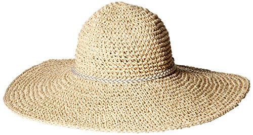 0655209257795 - D&Y WOMEN'S PAPER CROCHET FLOPPY HAT WITH METALLIC BRAID BAND, NATURAL, ONE SIZE