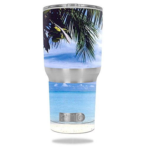 0655257029566 - MIGHTYSKINS PROTECTIVE VINYL SKIN DECAL FOR RTIC TUMBLER 30 OZ. WRAP COVER STICKER SKINS BEACH BUM