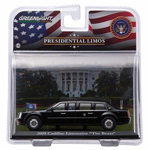 0655257549835 - PRESIDENT BARACK OBAMA'S 2009 CADILLAC LIMOUSINE THE BEAST * PRESIDENTIAL LIMOS SERIES ONE * 2016 GREENLIGHT COLLECTIBLES 1:43 SCALE DIE-CAST LIMOUSINE