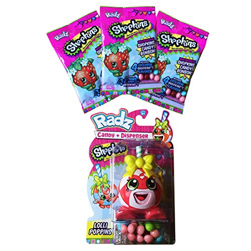 0655257678245 - SHOPKINS LOLLI POPPINS TOY CANDY DISPENSER WITH 3 PACKS OF REFILL CANDY GLUTEN & PEANUT FREE