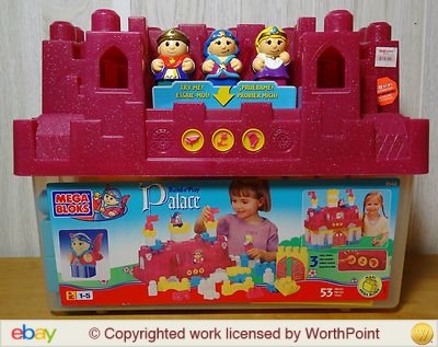 0065541085404 - MEGA BLOKS ~ BUILD N PLAY PALACE ~ INCLUDES 3 VERY SPECIAL CHARACTERS~ KING, QUEEN, AND MAGICAL FAIRY ~ 2000 8540 ~