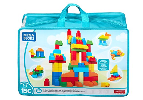 0065541246317 - MEGA BLOKS FISHER-PRICE TODDLER BLOCK TOYS, DELUXE BUILDING BAG WITH 150 PIECES AND STORAGE BAG, GIFT IDEAS FOR KIDS AGE 1+ YEARS