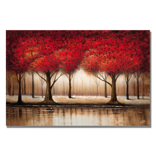 6555277899054 - TRADEMARK FINE ART PARADE OF RED TREES BY MASTER'S ART CANVAS WALL ART, 35X47-INCH