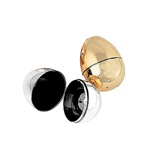 0655759363885 - PLASTIC METALLIC GOLD AND SILVER EASTER EGG CONTAINERS, 2 PACK