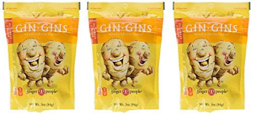 0656103006373 - GINGER PEOPLE GIN-GINS NATURAL HARD CANDY - 3 PACK - 3OZ BAGS - GREAT FOR MORNING SICKNESS AND NAUSEA!