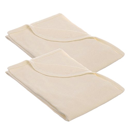 0656173233082 - AMERICAN BABY COMPANY 100% COTTON THERMAL BLANKET, ECRU, 2 COUNT