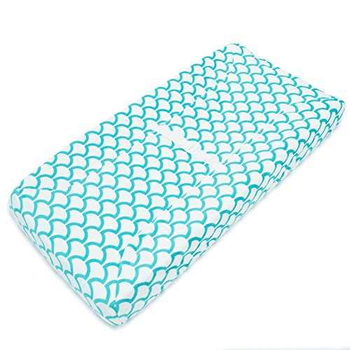 0656173315184 - AMERICAN BABY COMPANY HEAVENLY SOFT CHENILLE FITTED CONTOURED CHANGING PAD COVER, AQUA SEA WAVE