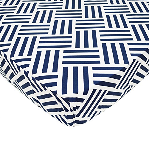 0656173650667 - AMERICAN BABY COMPANY 100% COTTON PERCALE FITTED CRIB SHEET, NAVY PARQUET