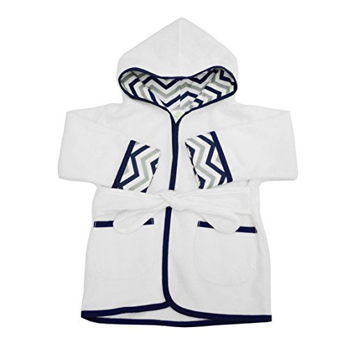 0656173832049 - AMERICAN BABY COMPANY 0-9 MONTHS ZIGZAG BABY BATHROBE MADE FROM ORGANIC COTTON, NAVY