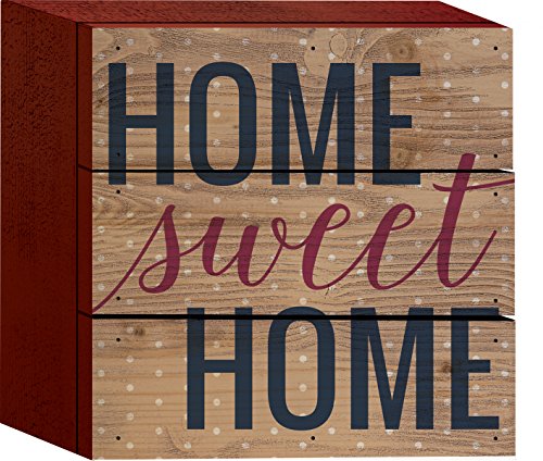 0656200210215 - HOME SWEET HOME RED 4.5 X 4.5 INCH WOOD SIGN BLOCK PLAQUE
