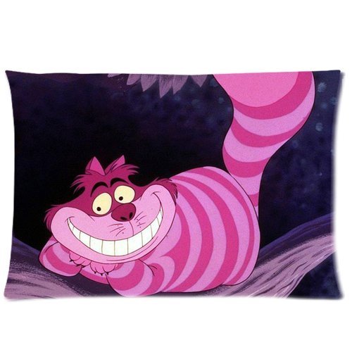 0656733889124 - CUTE CHESHIER CAT ALICE IN WONDERLAND PILLOWCASE STANDARD SIZE 20X30 COTTON PILLOW CASE COVER