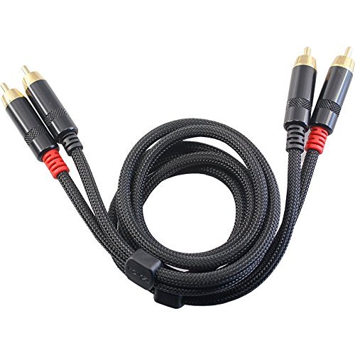 0657559686416 - PROFESSIONAL VOYZ NYLON RCA STEREO AUDIO CABLE, DUAL RCA MALE, 2 CHANNEL (RIGHT AND LEFT) GOLD-PLATED CONNECTORS, 12FT