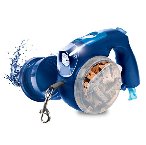 0658531510910 - PROTOCOL RETRACTABLE BLUE LEASH FOR DOGS - COMES WITH BOWL, TREAT STORAGE, BAGGIE DISPENSER, LED LIGHT AND CLOCK