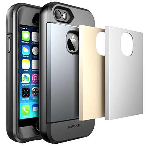 0658551820358 - IPHONE 5S CASE, SUPCASE WATER RESIST FULL-BODY RUGGED CASE WITH BUILT-IN SCREEN PROTECTOR FOR APPLE IPHONE 5S/5 - RETAIL PACKAGING - SPACE GRAY/SILVER/GOLD