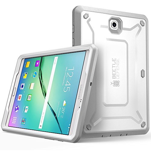 0658551827029 - GALAXY TAB S2 9.7 CASE, SUPCASE RUGGED HYBRID PROTECTIVE COVER W/ BUILTIN SCREEN PROTECTOR BUMPER (WHITE/GRAY)