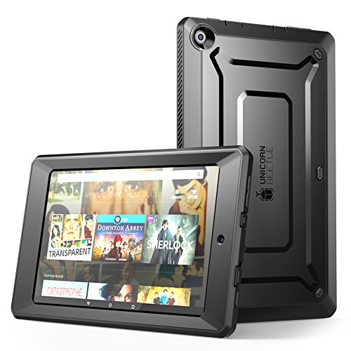 0658551827753 - FIRE HD 8 CASE, SUPCASE RUGGED HYBRID PROTECTIVE COVER W BUILTIN SCREEN PROTECTOR (BLACK/BLACK)