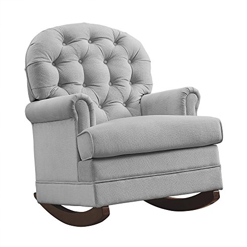 0065857168181 - DOREL LIVING BABY RELAX BRIELLE BUTTON TUFTED, UPHOLSTERED ROCKER/GRAY