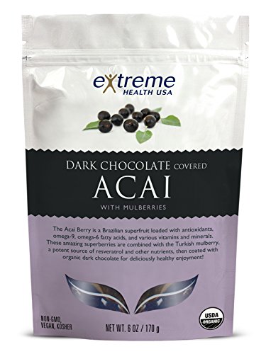 0658623212920 - EXTREME HEALTH USA ORGANIC ACAI WITH MULBERRIES COVERED WITH DARK CHOCOLATE, 6-OUNCE