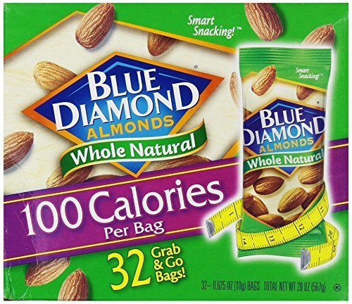 0658700277842 - BLUE DIAMOND ALMONDS 100 CALORIES PER BAG - 32 GRAB AND GO BAGS,.625 OZ (INDIVIDUAL),20 OZ (NET WEIGHT) 2 PACK ( 64 TOTAL GRAB AND GO BAGS)