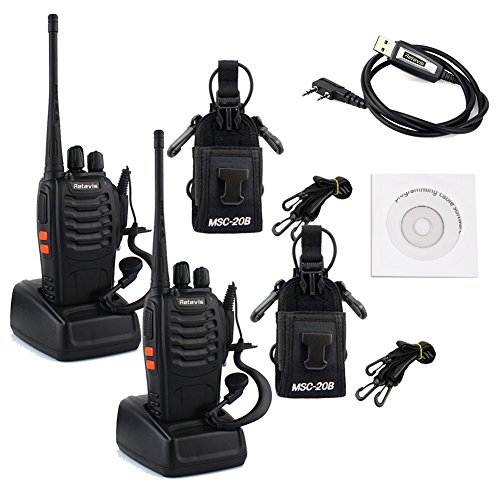 0658743720329 - RETEVIS H-777 WALKIE TALKIE UHF 400-470MHZ 3W 16CH SINGLE BAND 2 WAY RADIO HAM AMATEUR RADIO WITH ORIGINAL EARPIECE, BATTERY, ANTENNA, CHARGER,AND MORE (2 PACK) AND MULTI-FUNCTION RADIO CASE (2 PACK) AND PROGRAMMING CABLE