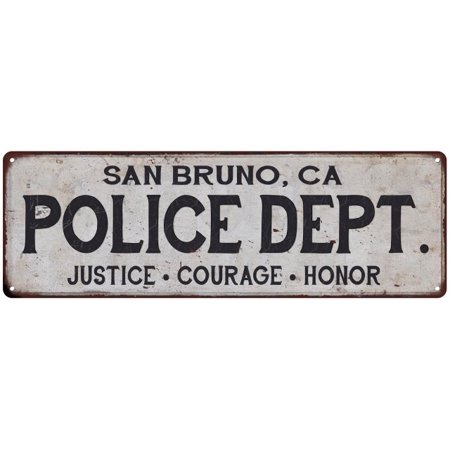0658776489323 - SAN BRUNO, CA POLICE DEPT. HOME DECOR METAL SIGN GIFT 6X18 106180012863