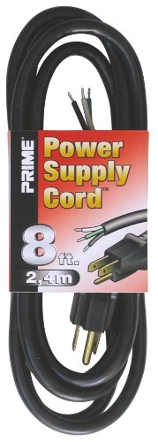 6593856619785 - PRIME PS010608 8-FEET 16/3 SJTW REPLACEMENT POWER SUPPLY CORD, BLACK
