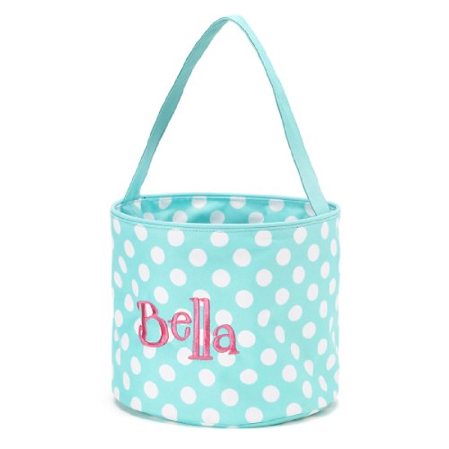 0659523162124 - PERSONALIZED CHILDRENS FABRIC BUCKET TOTE BAG - TOYS- EASTER (AQUA DOT BUCKET)