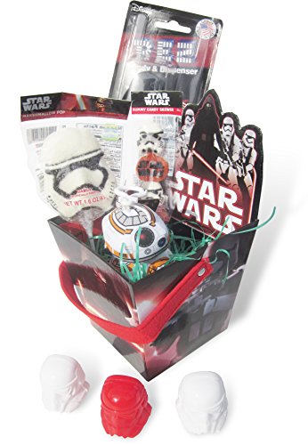 0659573140738 - STAR WARS TOY AND CANDY GIFT EASTER BASKET (DARTH VADER PEZ, REESES PEANUT BUTTER CUPS, TALKING BB8 PLUSH, GUMMY STICK) 10 TALL BASKET