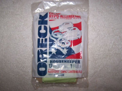 0659793101694 - ORECK PKBB12DW SUPER-DELUXE COMPACT CANISTER BAGS (12 FILTER BAGS, 1 MOTOR FILTER)