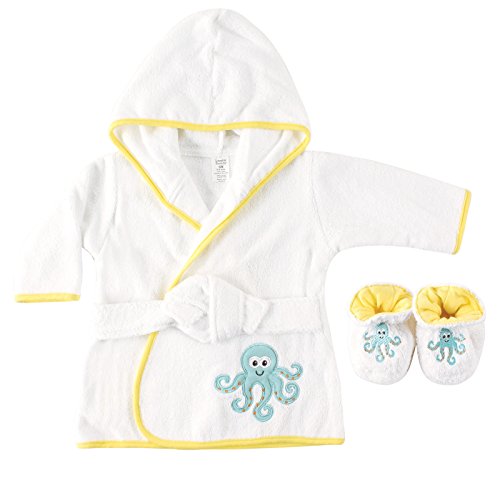 0660168052466 - LUVABLE FRIENDS WOVEN TERRY BABY BATH ROBE WITH SLIPPERS, OCTOPUS