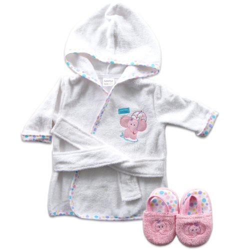 0660168053531 - LUVABLE FRIENDS WOVEN TERRY BABY BATH ROBE WITH SLIPPERS, PINK