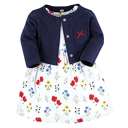 0660168166781 - HUDSON BABY BABY AND TODDLER GIRL COTTON DRESS AND CARDIGAN SET, WILDFLOWER, 18-24 MONTHS