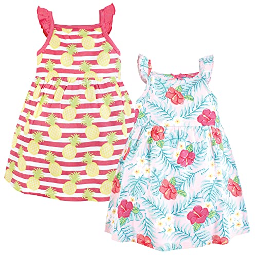0660168167733 - HUDSON BABY BABY INFANT AND TODDLER GIRL COTTON DRESSES, TROPICAL FLORAL, 0-3 MONTHS