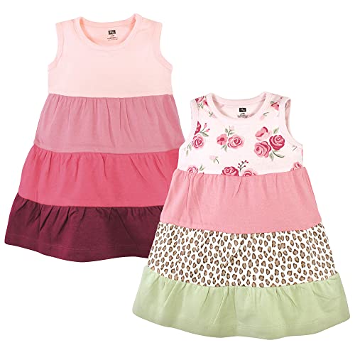 0660168172072 - HUDSON BABY BABY GIRLS COTTON DRESSES, BLUSH ROSE LEOPARD, 4 TODDLER