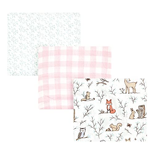 0660168175363 - HUDSON BABY UNISEX BABY COTTON MUSLIN SWADDLE BLANKETS, PINK ENCHANTED FOREST, ONE SIZE