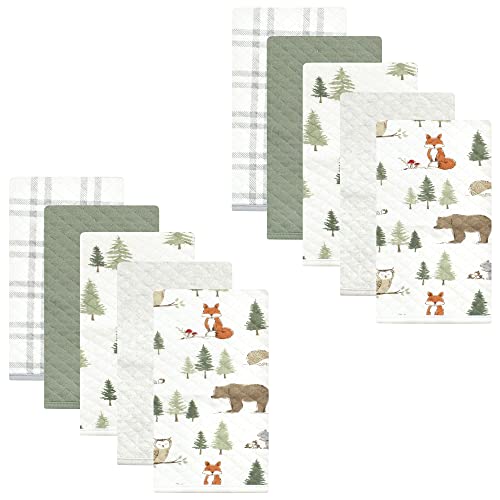 0660168179965 - HUDSON BABY UNISEX BABY QUILTED BURP CLOTHS, FOREST ANIMALS, ONE SIZE