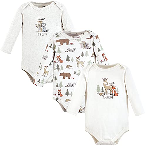 0660168180732 - HUDSON BABY UNISEX BABY COTTON LONG-SLEEVE BODYSUITS, FOREST ANIMALS, 0-3 MONTHS