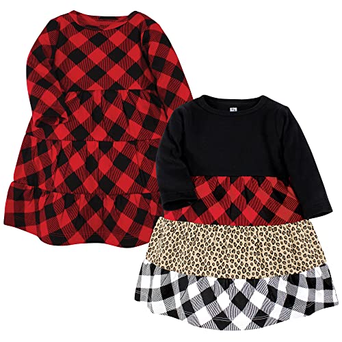 0660168191646 - HUDSON BABY INFANT AND TODDLER GIRL COTTON DRESSES, BUFFALO PLAID LEOPARD, 0-3 MONTHS