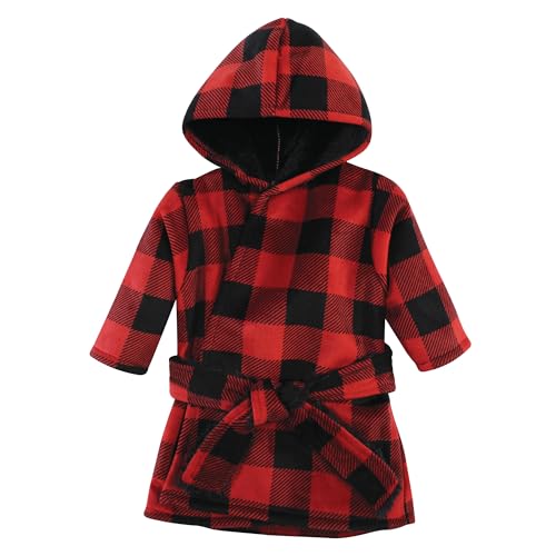 0660168205121 - HUDSON BABY UNISEX BABY MINK WITH FAUX FUR LINING POOL AND BEACH ROBE COVER-UPS, BUFFALO PLAID, 18-24 MONTHS