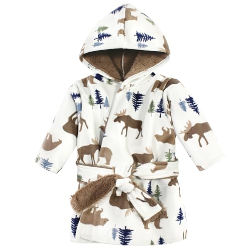 0660168205886 - HUDSON BABY UNISEX BABY MINK WITH FAUX FUR LINING POOL AND BEACH ROBE COVER-UPS, MOOSE BEAR, 18-24 MONTHS