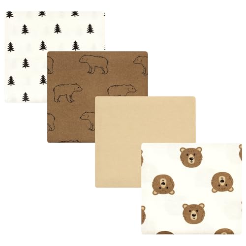 0660168214857 - HUDSON BABY UNISEX BABY COTTON FLANNEL RECEIVING BLANKETS, BROWN BEAR, ONE SIZE