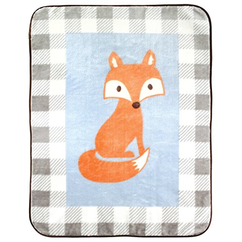 0660168468250 - LUVABLE FRIENDS CHARACTER HIGH PILE BLANKET, BLUE FOX, 30 X 40